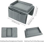 Sofa Armrest Organizer,TV Remote Holder Sofa Organizer with Top Tray for Couch Recliner Home Accessories Bedside Storage Pockets Bag (Grey)