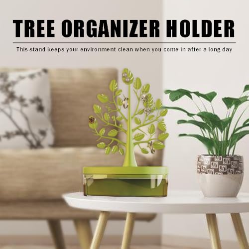 OULIGET Jewelry Display Tree Necklace Earring Organizer Holder,Tree Tower Rack with Storage Box Drawer,Double Shelf Hanging Organizer for Ring Earrings Necklace Bracelet Key - color: White Double