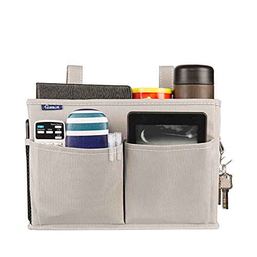 Surblue Bedside Caddy Hanging Bed Organizer Storage Bag Pocket for Bunk and Hospital Beds, College Dorm Rooms Baby Bed Rails,Camp 4 Pockets and 2 Hooks (Gray) - color: A-Grey, size: Small