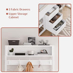 Lulive Hall Tree with Bench and Shoe Storage, 31.5" Coat Rack Freestanding with 2-Tier Storage Shelf, 5-in-1 Entryway Bench Coat Rack with 12 Hooks and 3 Drawers(White) - color: White
