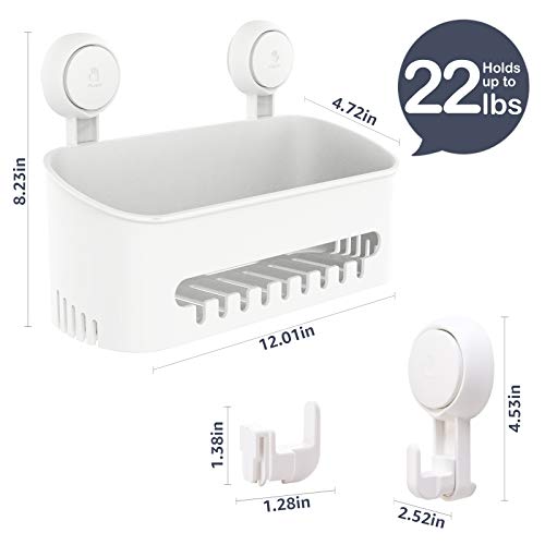 TAILI Shower Caddy Storage Basket 4 Suction Hooks, Suction Cup Shower Holder for Shampoo, Conditioner, Drill-Free Removable, Kitchen Bathroom Bedroom Organizer Set - style: 4×White