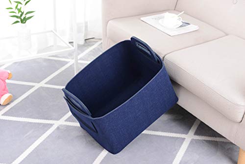 Storage Basket Felt Storage Bin Collapsible& Convenient Box Organizer with Carry Handles for Office Bedroom Closet Babies Nursery Toys Laundry (Navy Blue, 17.9inch（L）×12.2inch（W）×11.6inch（H）) - color: Navy Blue, size: 17.9inch（L）×12.2inch（W）×11.6inch（H）