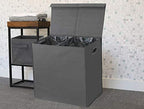 Simple Houseware Double Laundry Hamper with Lid and Removable Laundry Bags, Dark Grey - color: Dark Grey