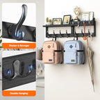 Evermagin 29" Coat Rack Wall Mount with Shelf, 4 in 1 Wall Mounted Coat and Key Hanger with 11 Hooks, Entryway Key Holder with Mail Holder for Living Room, Bedroom, Black - color: Black, size: 29 inch