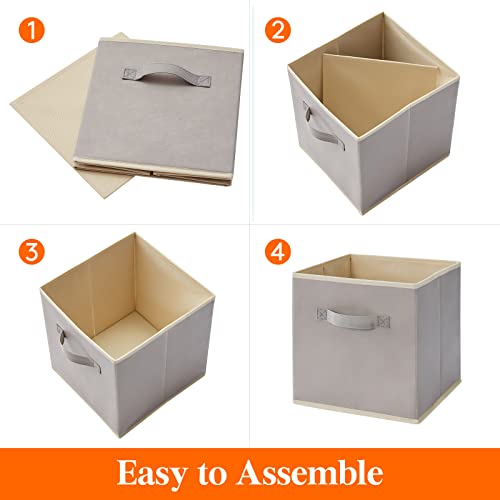 Lifewit Storage Cubes, Foldable Decorative Fabric Storage Baskets for Organizing Home Organizers with Handles for Shelves, Closet, 11 Inch Bins, 18L Light Gray, 6 Packs - color: Light Gray, size: 6pcs-11INCH