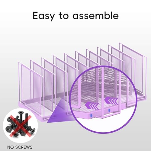 9-Section Desk File Organizer, Vertical File Holder, Mesh Desktop File Folder Metal File Organizer Stand for Office Home Classroom, Purple - color: Purple, size: 1 Pack 9-Section
