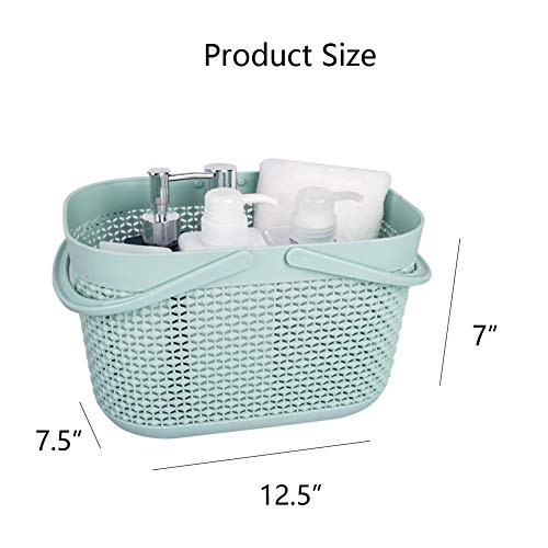 UUJOLY Plastic Organizer Storage Baskets with Handles, Shower Caddy Bins Organizer for Bathroom and kitchen (Blue) - color: Green, size: 1 Pack