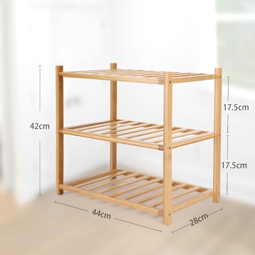 Small Shoe Rack, Multipurpose 3 Tier Shoe Organizers Rack，Small Bamboo Shelfs for Shoes, Plants, Books, Living Room, Hallway Bedroom, Bathroom (3 Tier) - size: 3 Tier