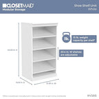ClosetMaid Modular Storage 68.76-78.78-inch W 4-Drawer 19-Shelf Wood Closet System with Doors, White - color: White