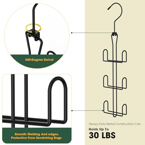 Purse Hanger 2 Pack,Purse Organizer for Closet,Rotatable Metal Bag Organizer,Purse Holder for Handbags,Belts,Scarves,Tote,Baseball Hats,Backpacks(Black) - color: Black