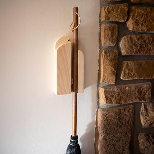 Lehman's Amish Handcrafted Broom Holder, Wall-Mount Wooden Storage Solution for Corn Brooms, Fireplace Brooms and More, Natural Unfinished - color: Natural Unfinished