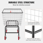 VEVOR Wire Laundry Cart, 3.8Bushel Wire Laundry Basket with Wheels, 32.5''x21.3''x29.9'', Commercial Laundry Basket, Steel Frame with Chrome Finish, 4'' Casters, Wire Cart for Laundry - size: 3.8 Bushel--32.5''x21.3''x29.9''