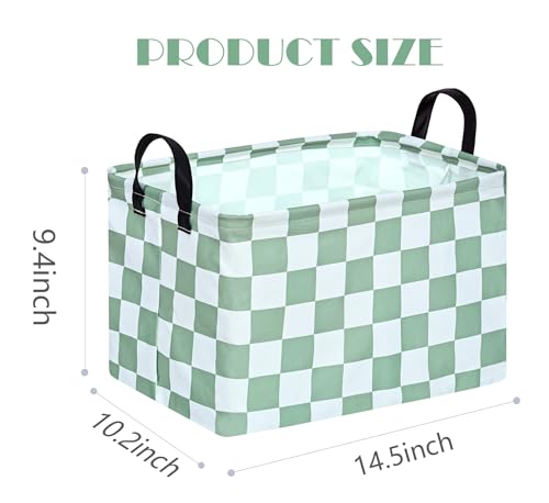 MAIZMZ Sage Checkered Storage Basket Baby Toys Organizer Bins Decorative Gifts Bakset Waterproof Nursery Hamper Women Storage Cube Kids Laundry Basket for Home/Dorm/Kitchen/Pet/Office/Closet/Shelf/ - color: Sage Green