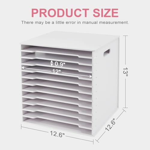 SONGWAY 12x12 Paper Storage Organizer - 13 Tier Desk File Organizer with Adjustable Shelves, Letter Mail Tray, 12x12 Stackable Scrapbook Paper Storage Cube for Home Office Classroom