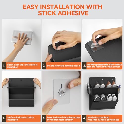 2 Pack RV Shoe Storage with Sticky Adhesive Tape, Over the Door Shoe Rack, Wall Hanging Shoe Organizer with Large Deep Pockets for Camper, Narrow Space Saving Closet Organizers Black - color: Black