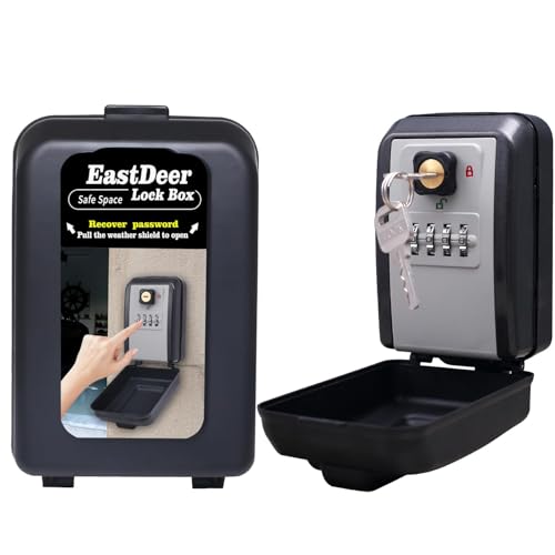 Wall Mount Key Lock Box Outdoor Key Lock Box with Resettable Combination Lock Boxes for keys Wall Mounted Key Safe Boxes for Outside, Garage, Home, Office