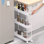 SPACELEAD Slim Storage Cart 3 Tier,Bathroom Organizer Rolling Utility, Mobile Shelving Unit Slide Out for Office, Kitchen, Laundry Room & Narrow Places,White - color: White