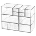 Desk Organizer Set, Clear Stackable Dustproof Storage Boxes for Desktop, Office, DIY Craft & Vertical Space Saving, Perfect for Makeup, Stationery, Jewelry Organization (10 Drawer) - size: 10 drawer clear