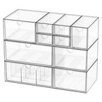 Desk Organizer Set, Clear Stackable Dustproof Storage Boxes for Desktop, Office, DIY Craft & Vertical Space Saving, Perfect for Makeup, Stationery, Jewelry Organization (10 Drawer) - size: 10 drawer clear