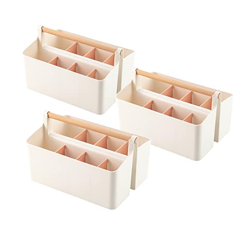 Vidifor 3 pcs Large Portable Caddy with Handle, School Office Art Supplies, DIY Divided Basket for Crafts Colored Pencils Pen Holds Brushes (Pink Dividers) - color: Pink Dividers