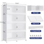 960QT Extra Large Stackable Storage Bins with Lid & Wheels & Doors, 240Gal Foldable Collapsible Closet Organizers, Plastic Cabinet Box Container Drawer for Home Kitchen Bedroom, 4Pack White - size: 240QT, style: 4Pack
