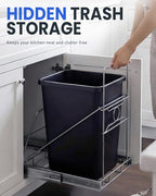 Pull Out Trash Can Under Cabinet Adjustable Trash Can Holder for 7 to 11 Gallon Bin Bottom Mount Slide Out Trash Rack for Narrow Cabinets(Silver, No Bin Included) - color: Silver