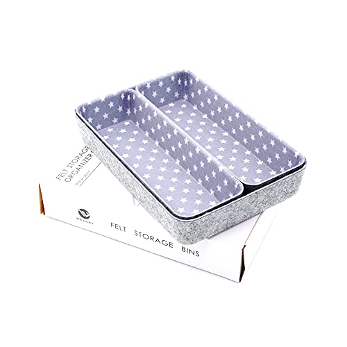 Welaxy Desk Drawer Organizer Bins with Modern Pattern Home Office Storage Bin Sturdy Small Sharrow Cozy Cubby Organize Box Gifts idea 3-Piece (Star) - color: Gray Star