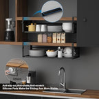 AmonHouseware 2Pack Under Shelf Basket, Adjustable Hanging Under Cabinet Shelf Storage, Hanging Holder Length Stretchable 14.9-22.6Inch for Kitchen Pantry Desk Counter Bookshelf Cupboard (Black) - color: Black