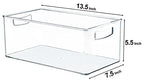 Hudgan 2 Pack Straight Sides Stackable Pantry Organizer Bins for Home Edit - 13.5''L x 7.5''W x 5.5''H - size: 2 XL