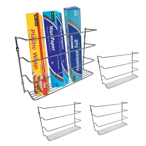 Evelots Kitchen Wrap Organizer - 4 Pack - Hold up to 4 Plastic, Foil, Paper, Wax - Cabinet Door, Wall Rack Basket - Sandwich, Freezer, Food Bag Storage - Laundry Supplies - Chrome Finished Metal - color: Chrome, size: 4 Pack