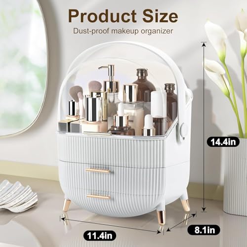 YGJT Makeup Organizer, Skincare Organizer for Vanity with Drawers, Makeup Storage Box, Large Capacity Cosmetic Display Cases Makeup Storage Box for Bedroom, Bathroom, Ideal Gifts for Women(White) - color: white1