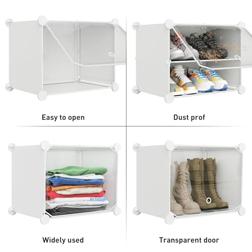 Shoe Storage,8 Tier Shoe Rack Organizer for Closet Shoe Cabinet with Door Shoe Shelves for Closet,Entryway,Hallway,Bedroom - color: Transparent Door-white, size: 8 Tier