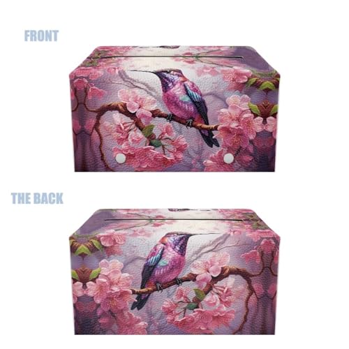 Hummingbird Tissue Box Cover Rectangle Waterproof Tissue Cover Pu Leather Tissue Box Cover Durable Holder Decorative Organizer for Bathroom Vanity Countertop - color: Hummingbird 1