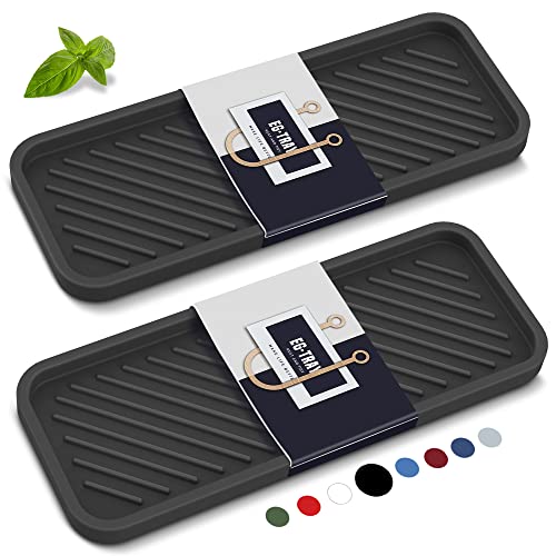 EG-SIPRO Kitchen Sink Organizer Tray,Sponge Holder for Kitchen Sink Bathroom Counter Tray Sponge Caddy Silicone Soap Holder for Soap dispenser, Bottle, Dishwashing Accessories(2-pack) - color: Blbl, size: 9×3.7inch