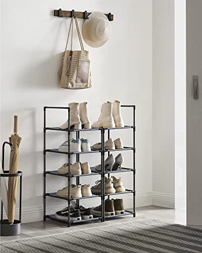 SONGMICS Shoe Rack, 10-Tier Shoe Shelf, Shoe Storage Organizer, 13 x 13 x 68 Inches, Metal Frame, Non-Woven Fabric Shelves, for Entryway, Bedroom, Gray ULSR110G01 - color: Grey, size: 13"D x 13"W