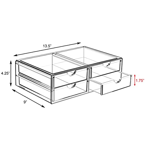 Sorbus Large Stackable Acrylic Drawers - 4 Clear Storage Drawers for Organizing Make up, Nail Polish, Hair Accessories, and Beauty Supplies - Makeup Organizer for Vanity, Bathroom Organizer Countertop - color: 4 Drawers