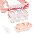 PHINOX Ice Cube Tray with Lid and Bin, Ice Trays for Freezer, Flexible Ice Cube Trays, Making 56 pcs Ice Cubes, Chilling Cocktail, Whiskey, Coffee, with 2 trays, Ice Container, Scoop&Cover, BPA Free - color: Pink, size: 0.8"-2tier