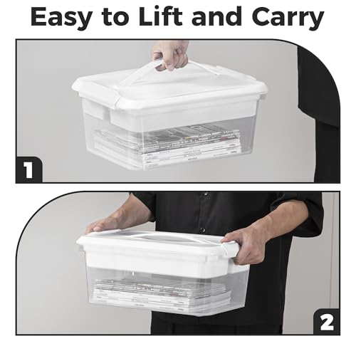 CraftGenes 4-Pack Craft Storage Box with Removable Tray, 20 QT Clear Plastic Storage Organizer with Lids, White Playdoh Storage Organizers for Crafts, Tools, Puzzles - size: 4-Pack