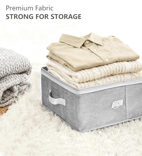 Livelab Fabric Storage Bins for Shelves with Clear Lid, 2-Pack Stackable Closet Organizer Basket with Handles, Foldable Storage Cubes Boxes for Organizing for Clothes, Towels, Books | Gray