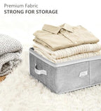Livelab Fabric Storage Bins for Shelves with Clear Lid, 2-Pack Stackable Closet Organizer Basket with Handles, Foldable Storage Cubes Boxes for Organizing for Clothes, Towels, Books | Gray
