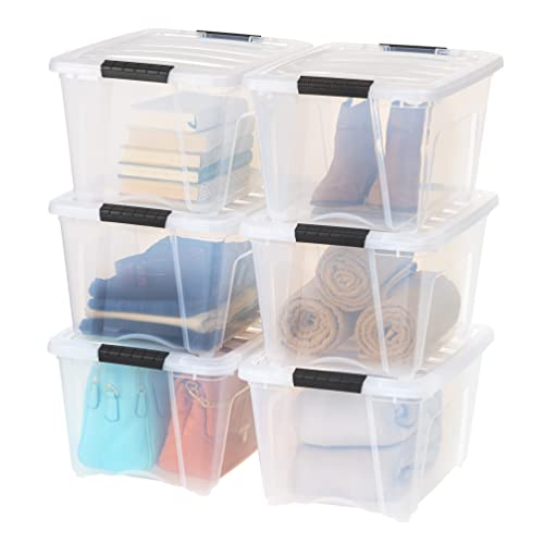 IRIS USA 32 QT Plastic Storage Box with Lid and Latches - 6 Pack - BPA-Free, See-Through Organizing Solution, Durable Nestable Stackable Containers, Secure Pull Handle - Clear - color: Clear, size: 32 Qt, style: 6 Pack