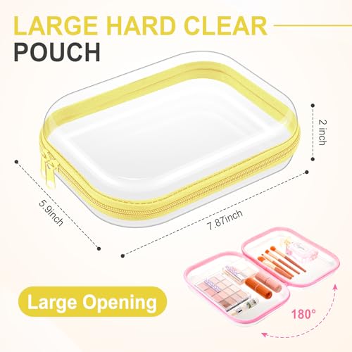Sanwuta 6 Pcs Clear Hard Zipper Case Plastic Zipper Pouches Transparent Makeup Bag Pencil Case Pouches Toiletry Diaper Bag for Travel Toy Storage Organizer Bins(Assorted Color,7.87 x 5.9 x 2 Inch) - color: Assorted Color, size: 7.87 x 5.9 x 2 Inch