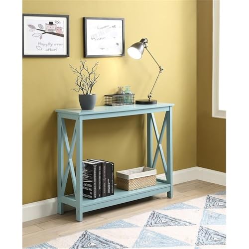 Convenience Concepts Oxford Console Table 39.5" - Sofa Table with Storage Shelf, Transitional Entryway Hall Table for Living Room and Bedroom, Display Foyer Table, Sea Foam Blue - color: Sea Foam Blue