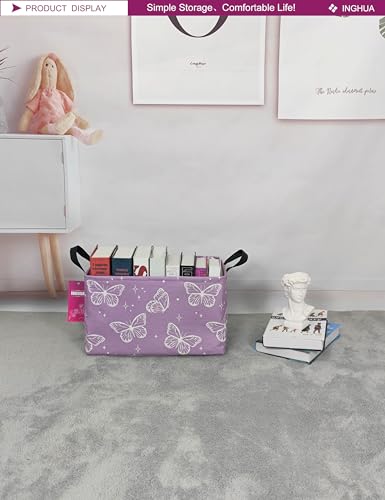 Rectangular Storage Basket Fabric Organizer Bin for Toys,Books,Clothes,Gifts,Pets-Perfect for Home,Office,Nursery,Dorm,Shelf(Rec-butterfly ) - color: Rec-butterfly