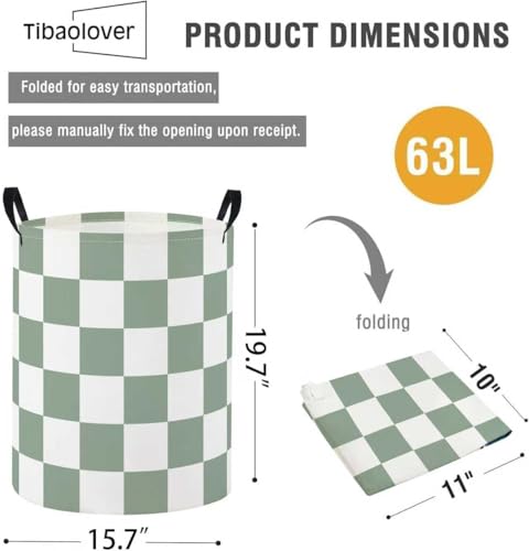 Baby Laundry Basket Baby Nursery Hamper Kids Laundry Basket Toy Storage Bin for Boys Room Decor Gift Baskets for Bedroom Bathroom(Green Checkered) - color: Green Checkered