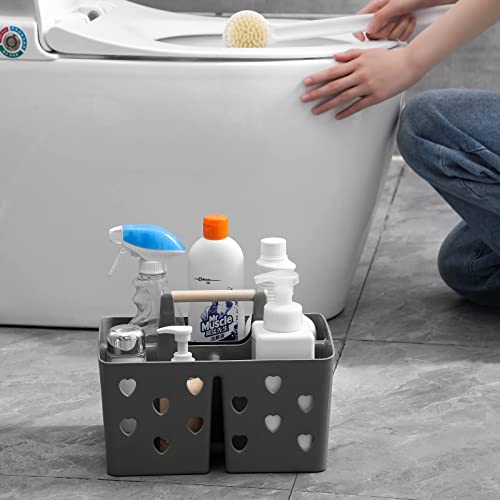 Anyoifax Portable Shower Caddy Plastic Shower Basket Organizer Divided Bathroom Caddy Storage Cleanning Caddy Tote with Handle for College, Dorm Room, Kitchen, Grey - color: Grey