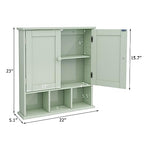 TaoHFE Green Bathroom Cabinet,Bathroom Wall Cabinet with 2 Door Adjustable Shelves,Over The Toilet Storage Cabinet,Green Bath Room Cabinet Wall Mounted,Medicine Cabinets for Laundry Kitchen - color: Green