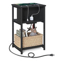 VASAGLE Side Table with Charging Station, 3-Tier End Table with USB Ports and Outlets, Nightstand for Living Room, Bedroom, 11.8 x 13.4 x 22.8 Inches, Plug-in Series, Black - color: Black