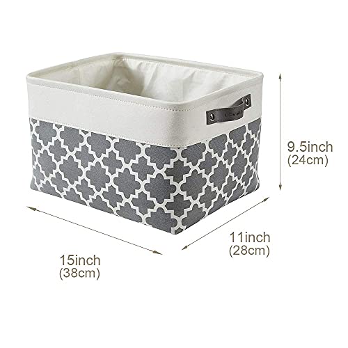 DECOMOMO Grey Storage Bins Fabric Storage Baskets for Shelves, Linen Closet Organization Toys Nursery (Grey Patterns, Large - 3 Pack) - color: Grey Pattern and White, size: Large/3P