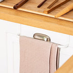 2 Pieces Metal Towel Bar Kitchen Cabinet Steel Towel Rack Bar for Hanging on Inside or Outside of Doors, Home Kitchen Bathroom(White) - color: White